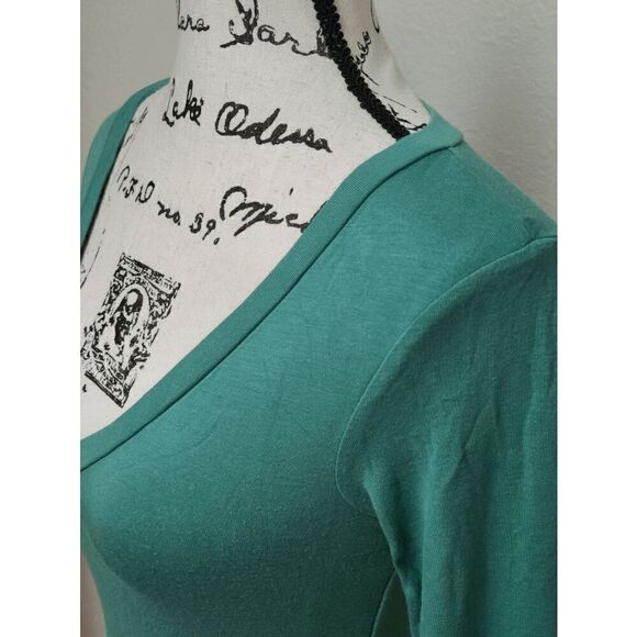 💚 JLUXLABEL Long Sleeve Deep V-Neck Green Snap Button Thong Bodysuit SIZE S - Picture 6 of 12